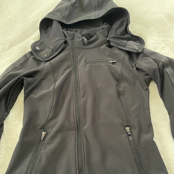LULULEMON KEEP IT UP BLACK REMOVABLE HOODED RUN JACKET WATER RESISTANT SIZE: 4 - Picture 5 of 16